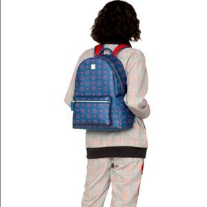 Authentic MCM Stark Backpack in Visetos Blue